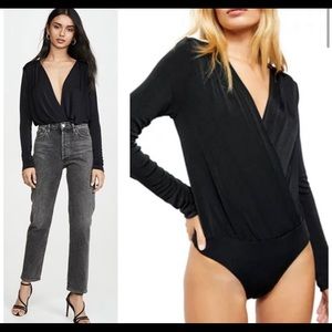 Free People Turnt Bodysuit in Black Womens Sz Medium NWT $68